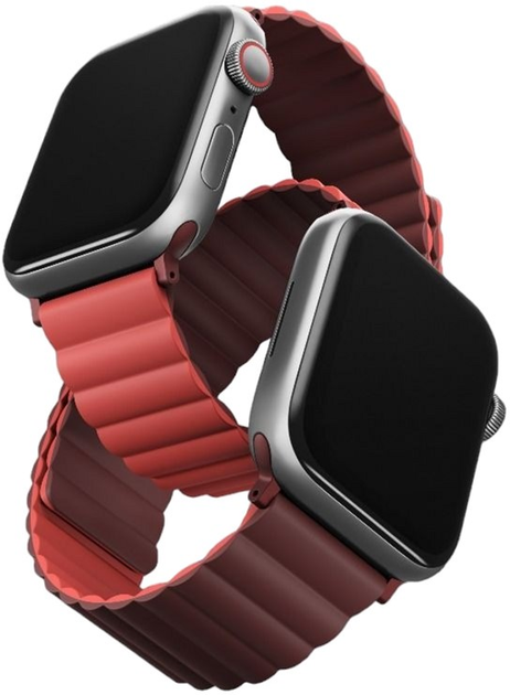 Pasek Uniq Revix Reversible Magnetic do Apple Watch Series 1/2/3/4/5/6/7/8/SE/SE2 38-41 mm Bordowy-koralowy (8886463679098) - obraz 3