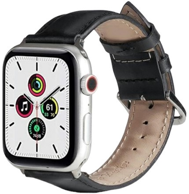 Pasek Beline Leather do Apple Watch Series 1/2/3/4/5/6/7/8/SE/SE2 38-41 mm Czarny (5904422914349) - obraz 1
