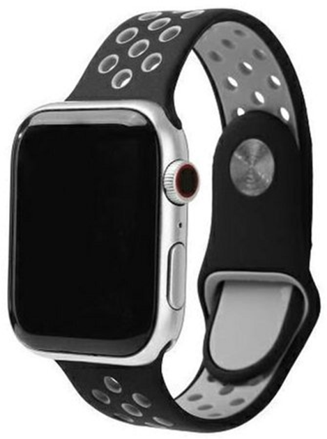 Ремінець Beline Sport Silicone для Apple Watch Series 1/2/3/4/5/6/7/8/SE/SE2 38-41 мм Black-Gray (5905359817215) - зображення 1