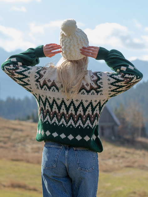 Sweter z golfem damski świąteczny Fobya F1367 40/42 Zielony (5903707132461) - obraz 3