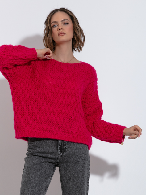 Sweter damski luźny Fobya F1499 46/48 Różowy (5903707147038) - obraz 1