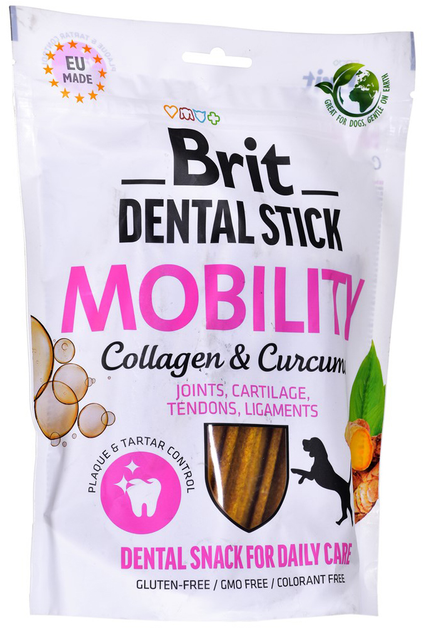 Ласощі для собак Brit Dental Stick Mobility колаген і куркума 251 г (8595602564361) - зображення 2