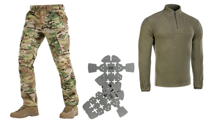 M-tac комплект штани тактичні зі вставними колінами кофта флісова M - зображення 1
