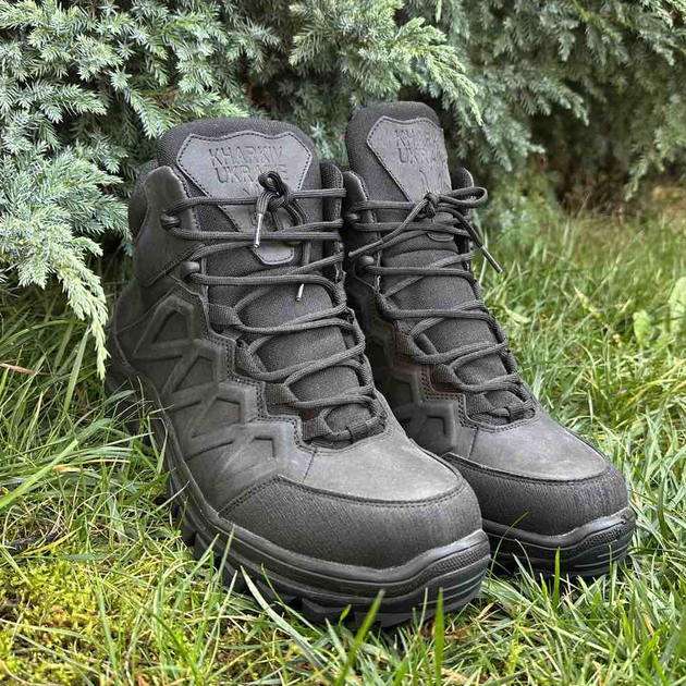 Високі Шкіряні Кросівки чорні / Демісезонне Взуття із захистом від вологи розмір 41 - зображення 1