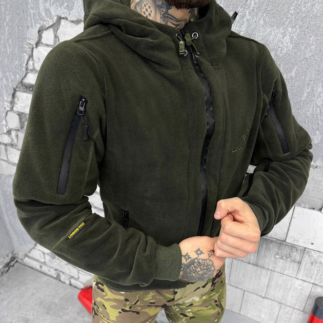 Мужская флисовая кофта с капюшоном и карманами Logos tactical / Плотная Флиска олива размер M - изображение 2