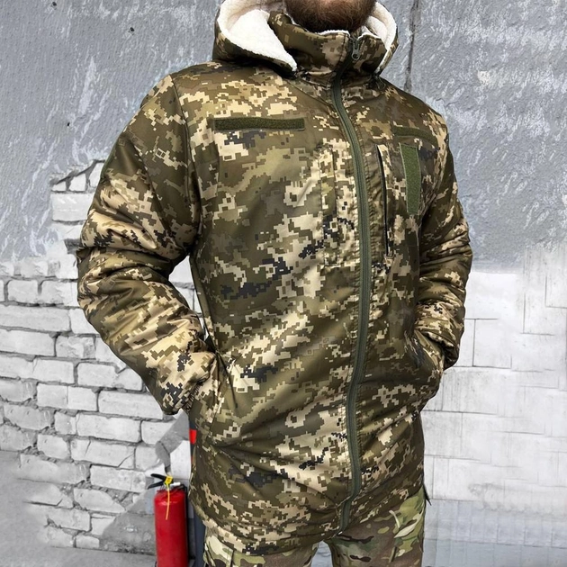 Мужской бушлат на мехе Lord / Зимняя куртка с синтепоновым наполнителем пиксель размер 3XL - изображение 2