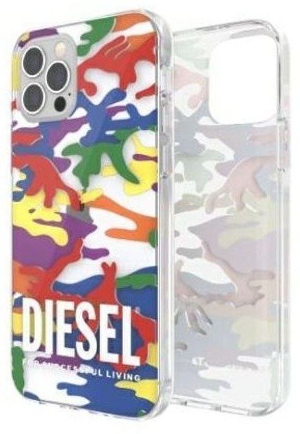 Etui Diesel Clear Case Pride Camo do Apple iPhone 12/12 Pro Colorful (8718846088886) - obraz 1