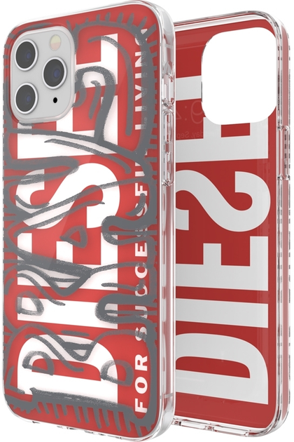 Etui Diesel Snap Case Clear AOP do Apple iPhone 12 Pro Max Red-grey (8718846085786) - obraz 1