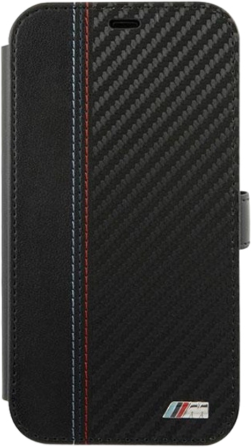 Etui z klapką BMW M Collection Carbon Stripe do Apple iPhone 12 mini Black (3700740492758) - obraz 1