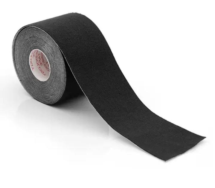 Кінезіо тейп еластична адгезивна стрічка з бавовни BOOB Tape Тейпування Груди 5 см х 5 м чорний - изображение 1