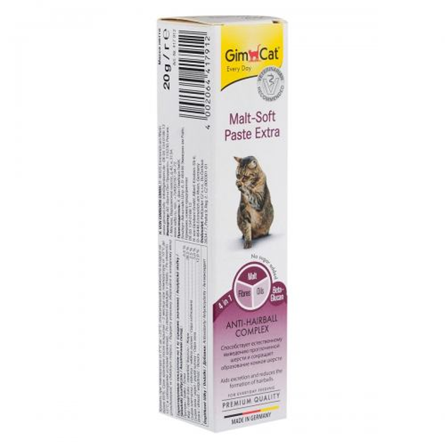 Паста GimCat Every Day Malt-Soft Paste Extra для кошек, выведение ...