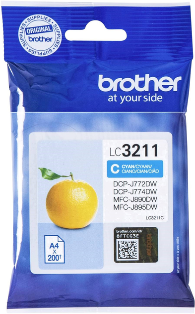 Чорнило Brother LC3211 C для DCP-J772DW/J774DW/MFC-J890DW/J895DW 200 аркушів Cyan (4977766775755) - зображення 1