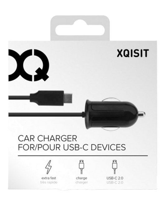 Автомобільний зарядний пристрій Xqisit 2.4A USB-C 2.0 Black (4029948062976) - зображення 1
