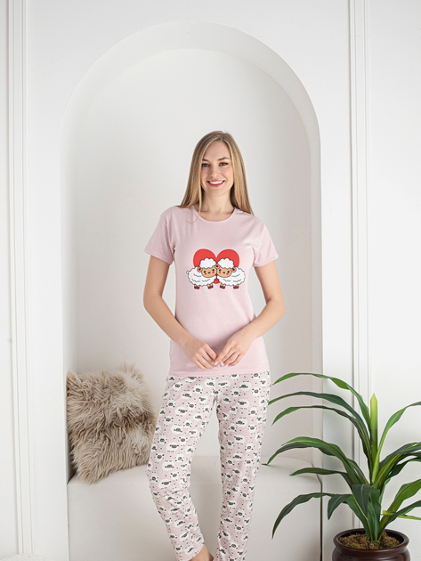 Піжама (штани+футболка) жіноча NOVITI PD004-W-01 L Рожева (5905204314272) - зображення 1