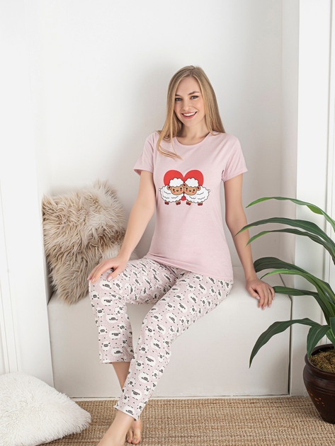 Піжама (штани+футболка) жіноча NOVITI PD004-W-01 XXL Рожева (5905204314296) - зображення 2