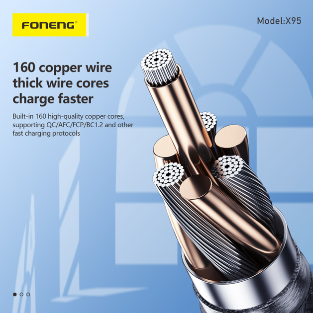 Кабель Foneng X95 1.2M Metal Head Braided Cable (PD20W) Type C to iPhone - изображение 3
