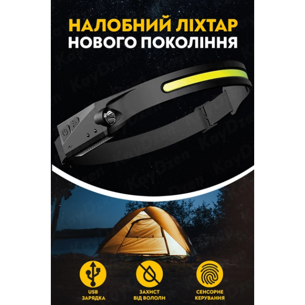 Налобный фонарь BL-G28 сенсорный гибкий аккумуляторный LED фонарик 5 режимов Черный - изображение 7