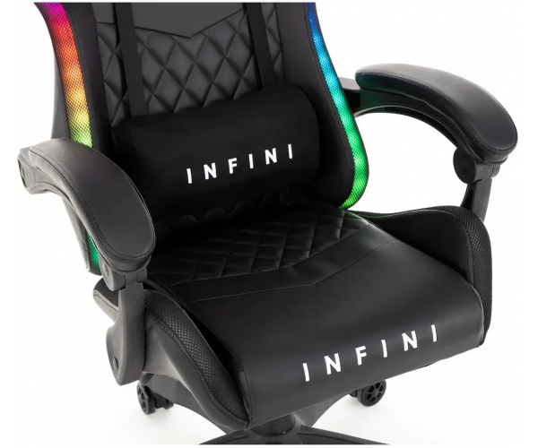 Ігрове крісло для геймерів та роботи Infini F150 з LED підсвіткою Чорний - зображення 6