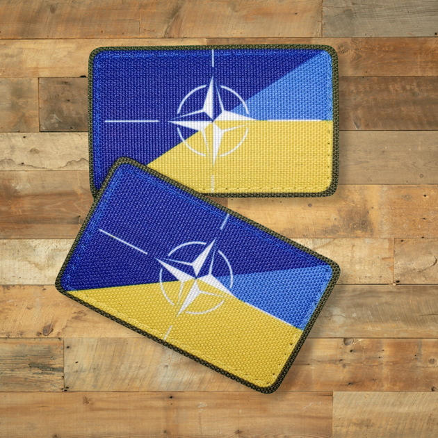 Шеврон Флаг Украина-НАТО, 8х5 см, на липучке (велкро), патч печатный - изображение 2