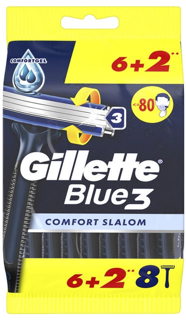 Jednorazowe golarki męskie Gillette Blue3 Comfort Slalom 8 szt (8700216187732) - obraz 1