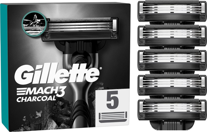 Бритвені леза Gillette Mach3 Charcoal 5 шт (8700216062770) - зображення 1