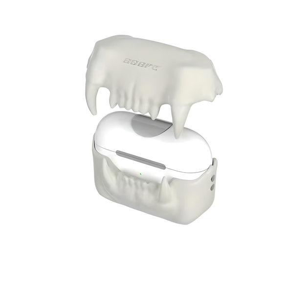 Чехол для наушников Apple AirPods Pro / Pro 2 BLACKTIME 808FC TIGERTEETHCASE ударопрочный силиконовый с карабином, Белый - Фото 8 Чехол для наушников Apple AirPods Pro / Pro 2 BLACKTIME 808FC TIGERTEETHCASE ударопрочный силиконовый с карабином, Белый - изображение 8
