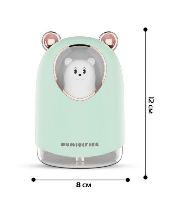 Увлажнитель воздуха ночник медвежонок дифузор с подсветкой 300мл USB Humidifier Happy Home 8O23 H2O бирюзовый - изображение 3