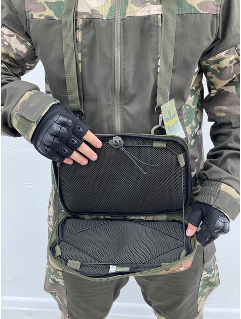 Тактическая военная сумка подсумок чехол для планшета на молнии , система Molle, Мультикам - изображение 2