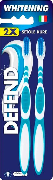 Набір зубних щіток Defend Brush Whitening 2X жорстких 2 шт Синій (8003372396834) - Фото 1 Набір зубних щіток Defend Brush Whitening 2X жорстких 2 шт Синій (8003372396834) - зображення 1