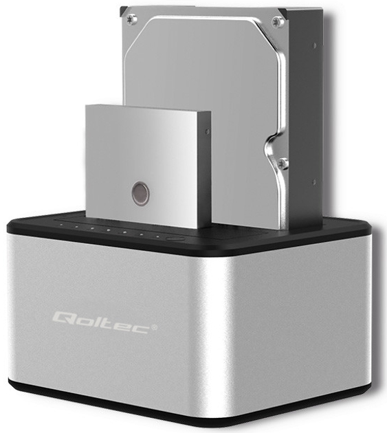 Док-станція Qoltec для 2x HDD/SSD 2.5/3.5 SATA USB 3.0 50316 (5901878503165) - зображення 2