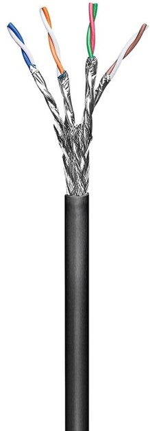 Зовнішній мережевий кабель Goobay CAT 6 S/FTP (PiMF) 100 м чорний (4040849571978) - зображення 1