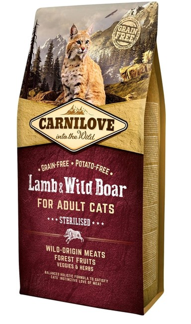 Сухой корм для взрослых стерилизованных кошек Carnilove Lamb & Wild ...