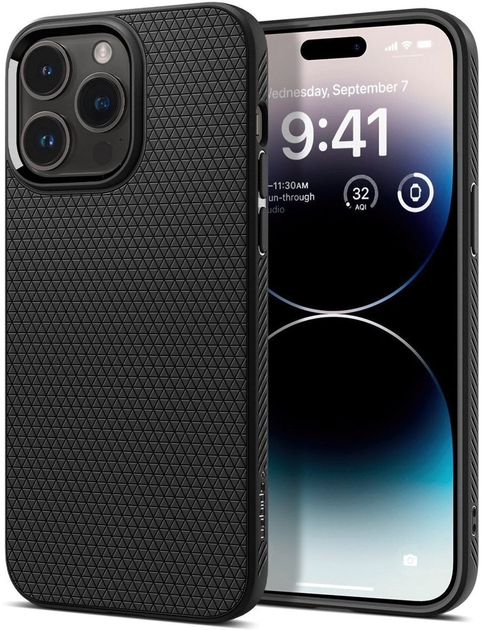 Etui plecki Spigen Liquid Air do Apple iPhone 14 Pro Max Matte Black (8809811863444) - obraz 1