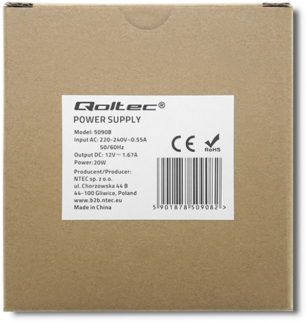 Zasilacz Qoltec na szynę DIN 20 W, 12 V, 1,67 A, Slim White (50908) (5901878509082) - obraz 5