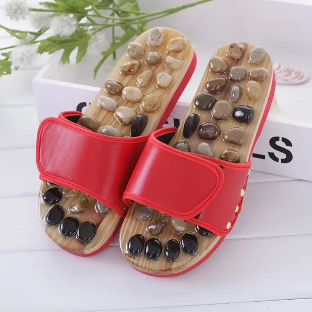 Тапочки массажные ортопедические с камнями Penghang massage shoes красные размер 36-37 - изображение 2