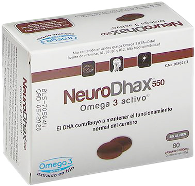 Дієтична добавка Epadhax Neurodhax Omega 3 550 мг 80 капсул (8436537340081) - зображення 1