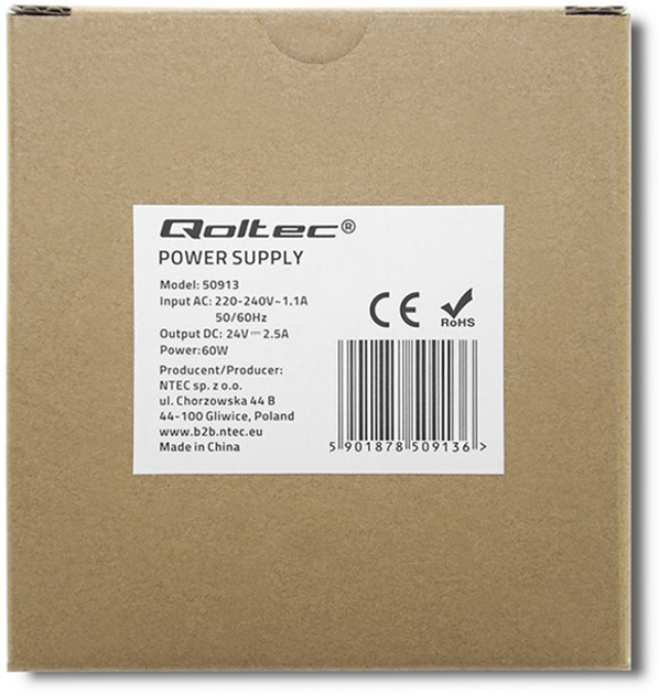 Zasilacz Qoltec na szynę DIN 60 W, 24 V, 2,5 A, Slim White (50913) (5901878509136) - obraz 4