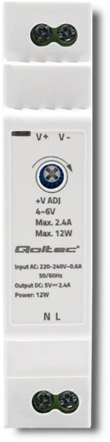 Блок живлення на DIN-рейку Qoltec 12 Вт, 5 В, 2.4A (50996) (5901878509969) - зображення 3