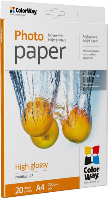 Papier fotograficzny ColorWay High Glossy A4 200 g/m² 20 szt. (6942941817375) - obraz 1