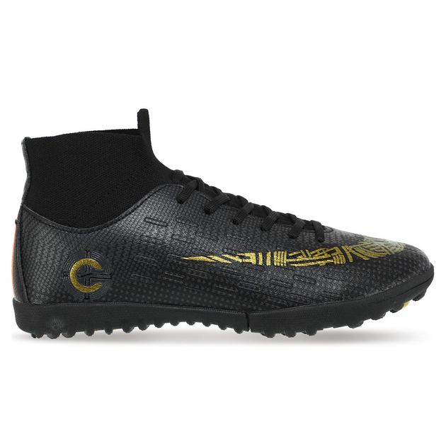 Сороконожки футбольные с носком Zelart CR7 2039-2 размер 38 Black-Gold ...
