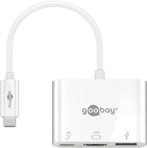 Adapter Goobay USB-C do HDMI/USB-C/USB-A 3.0 Multiport Biały (4040849621048) - obraz 1