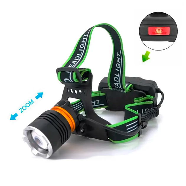Мощный налобный фонарь BL-A7 P50, АКБ 18650 х 2 шт, zoom, ЗУ micro USB - изображение 2