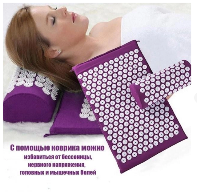 Массажный акупунктурный коврик с валиком TOPA Аппликатор Кузнецова Фиолетовый - Фото 1 Массажный акупунктурный коврик с валиком TOPA Аппликатор Кузнецова Фиолетовый - зображення 1