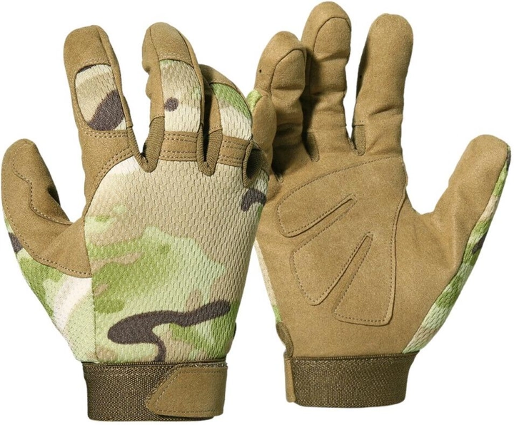 Тактичні військові чоловічі рукавички з нейлону та закритими пальцями ( повнопалі ) мультикам розмір L - зображення 1
