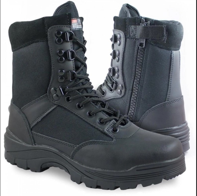 Тактичні берці Mil-Tec Tactical Boots With YKK Zipper Black Розмір 44 (28,5 см) Waterproof зі змійкою - зображення 2