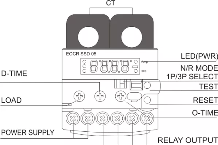 Реле захисту двигуна 0,5-6A AC 220V [EOCR-SSD-05] Samwha - зображення 5