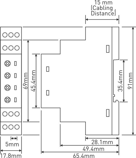 3x220V 5A Трифазне реле послідовності фаз, установки напруги без нейтралі [GKV-15F] Samwha - зображення 2