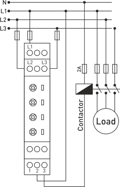 3x220V 5A Трифазне реле послідовності фаз, установки напруги без нейтралі [GKV-15F] Samwha - зображення 3