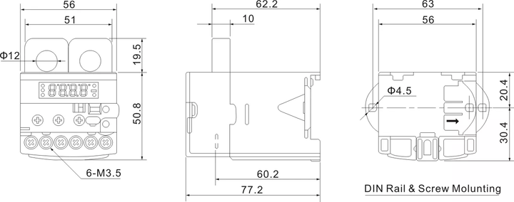 Реле захисту двигуна 10-120A AC 220V [EOCR-SSD-120] Samwha - зображення 3