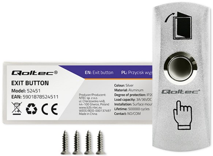 Przycisk wyjścia Qoltec Metal Silver (52451) (5901878524511) - obraz 3